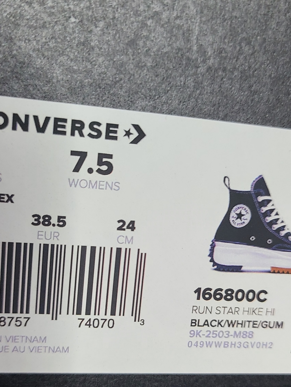 Converse Run Star Hike Platform Sneaker - Black / White / Gum New W/box - Picture 7 of 7